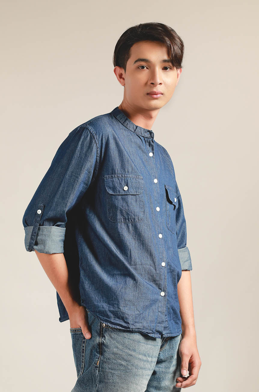 Denim shop henley shirt